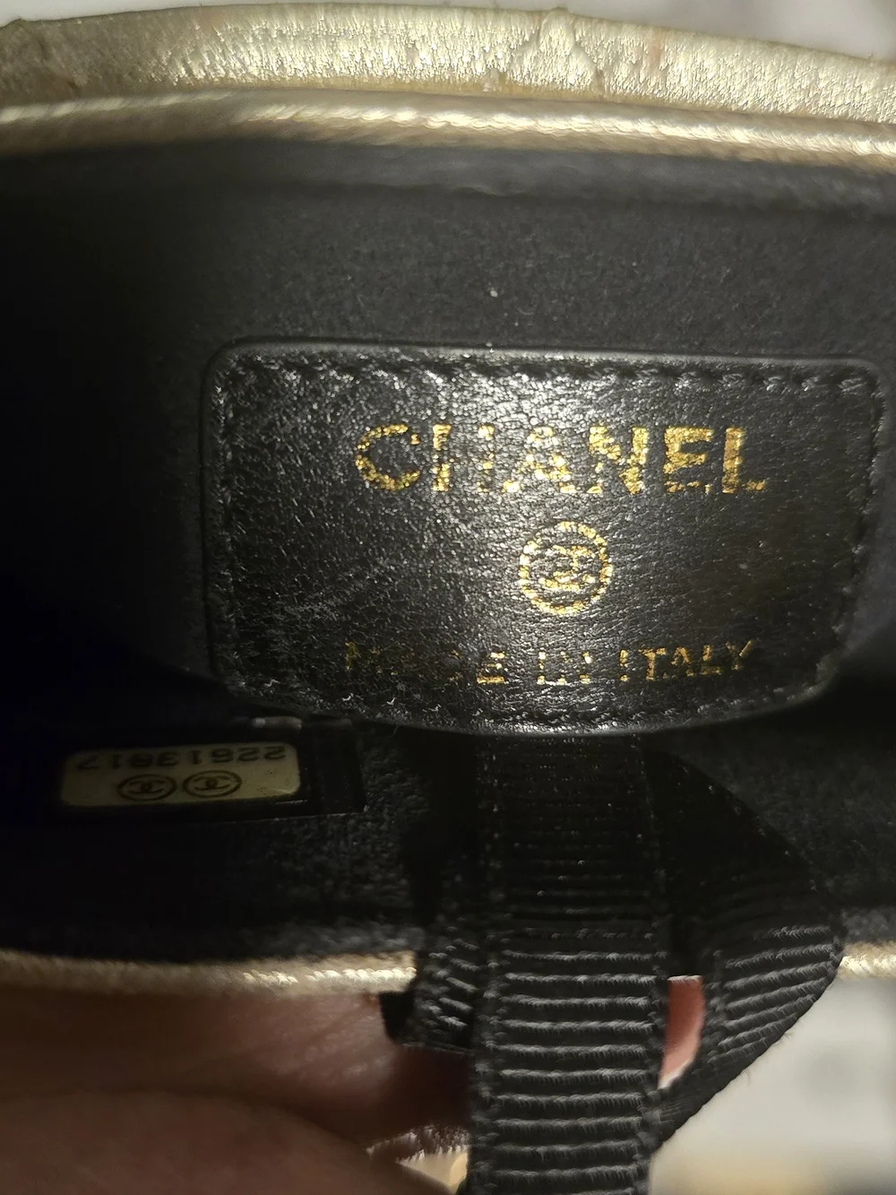 Chanel Quilted Metallic Phone Crossbody - Gold